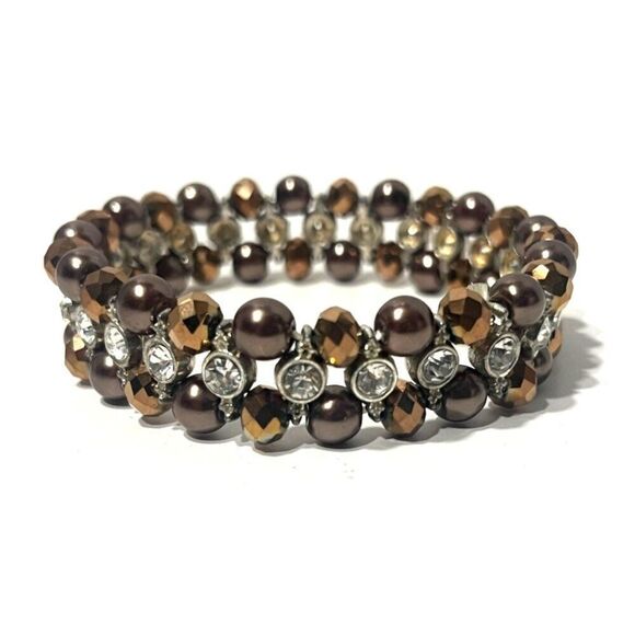 Women’s Beads and Rhinestones stretch bracelet, OS - Picture 1 of 5